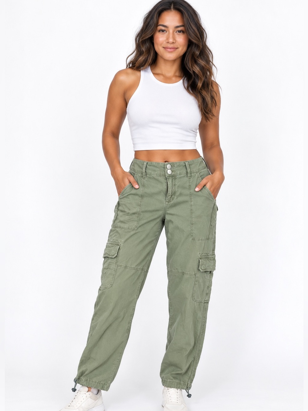 Sanctuary olive green cropped cargo pants